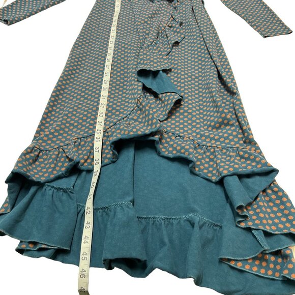 Matilda Jane Dress Womens S Blue Geometric Polka Dot Wrap Ruffle Midi Feminine - Picture 5 of 8